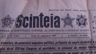 Ziarul Scanteia nr 14641, 15 sept 1989, 6 pagini, vizita judetul Iasi foto