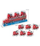 Autotransportor Camion cu 3 Mașini Pompieri Jucarie Plastic 31cm Peste 3 Ani