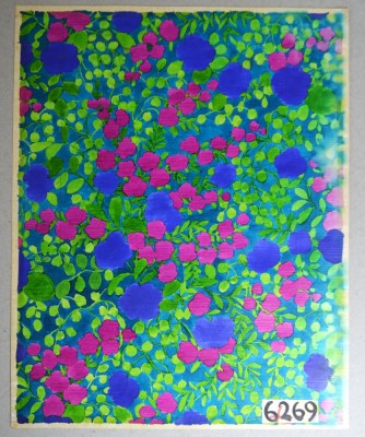 &amp;quot;Artel Dessins&amp;quot; design model floral pentru imprimeuri textile acuarela cca 1970 foto