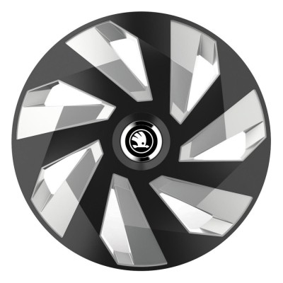 Set 4 Capace Roti pentru Skoda Nou Alb-Negru, model Vector Mix, R15, SKODA foto