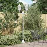 VidaXL St&acirc;lp de iluminat pentru grădină cu 2 lămpi E27 Alb 220 cm Aluminiu