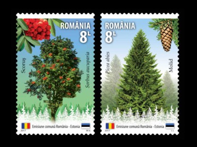 ✅RO 2017 LP 2171 &amp;quot; Em.comună Rom&amp;acirc;nia &amp;ndash; Estonia &amp;bdquo;Aurul pădurilor, specii forestiere &amp;quot;&amp;quot; , serie, MNH foto