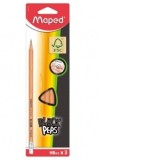 Creion cu guma Maped Black&amp;amp;rsquo;Peps HB, 3 buc/set FSC
