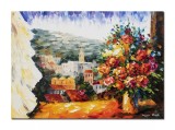 Cumpara ieftin Tablou flori la fereastra pictat manual, Florile te asteapta pe tine, 70x50cm ulei pe panza efect 3D