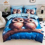 Cumpara ieftin Lenjerie de pat cu elastic,pat dublu,bumbac finet,6 piese, imprimeu 5D imprimeu fbufnite pe ramura-A1227