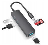 HUB USB tip C 3p+card reader SD+microSD