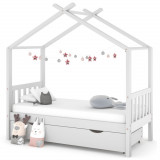 Cadru pat de copii cu un sertar, alb, 80x160 cm, lemn masiv pin GartenMobel Dekor, vidaXL