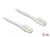 Cablu retea RJ45 Flat Cat.8.1 FTP 5m Alb, Delock 81028