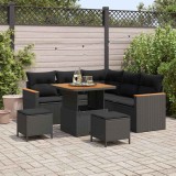 Cumpara ieftin Set de canapele pentru grădină cu pernă 8 pcs Negru Rattan poli
