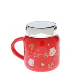 Cana rosie cu capac Merry Christmas 400 ml