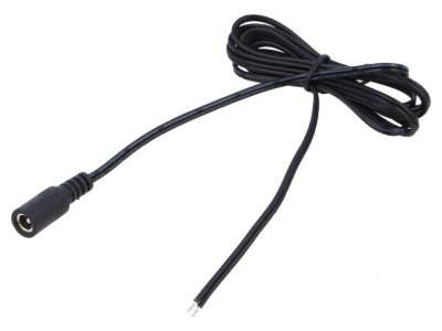 Cablu DC 2x0,5mm2 5,5/2,5 soclu drept negru/gri foto
