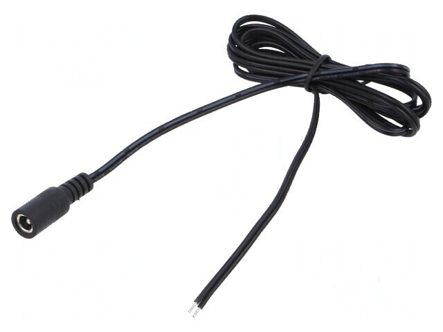 Cablu DC 2x0,5mm2 5,5/2,5 soclu drept negru/gri