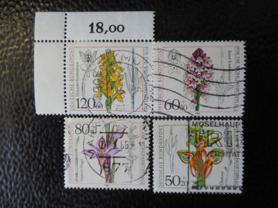 Serie timbre flora flori orhidee plante Germania stampilate foto