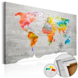 Cumpara ieftin Tablou din plută - Multicolored Travels [Cork Map] 90x60 cm