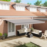 marchiza retracabilă automată vidaXL cu LED gri deschis 500x300 cm