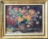 Gheorghe NICOLAU-Vas cu crăiţe, pictură veche &icirc;n ulei, Flori, Impresionism