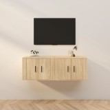 Cumpara ieftin Dulapuri TV montate pe perete 2 buc stejar sonoma 57x34,5x40 cm