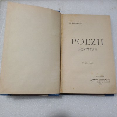 MIHAI EMINESCU- POEZII POSTUME-1905 R4. foto
