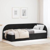 vidaXL Cadru de pat colțar cu headboard Negru 90 x 200 cm Catifea