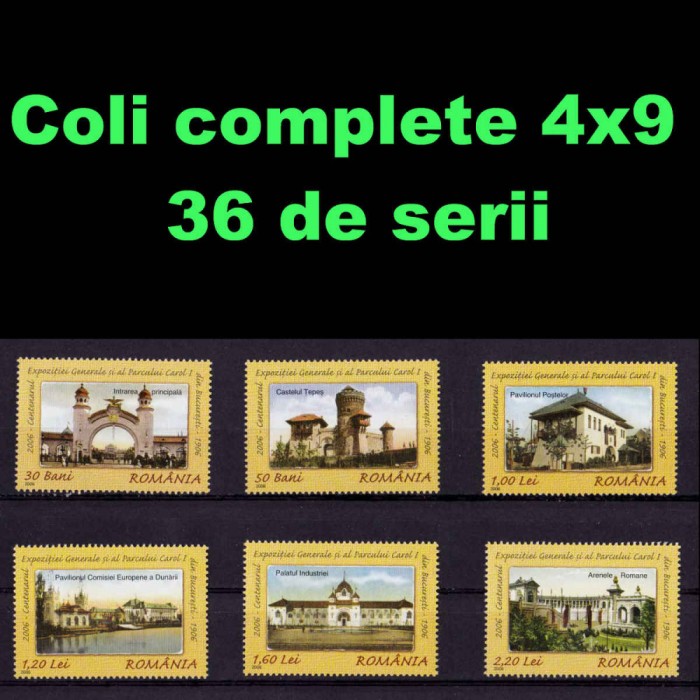 RO 2006 LP 1724 &quot;Centenarul Exp.Gen. 1906 &quot; , in COLI complete a 36 serii ,MNH
