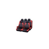 Set Huse Scaune Auto pentru Chevrolet Spark - RoGroup Roma, piele ecologica, cu fermoare pentru bancheta rabatabila, rosu cu negru, 9 piese, Ro Group
