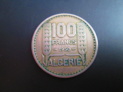 Algeria _ 100 francs _ 1950 _ moneda cupru foto