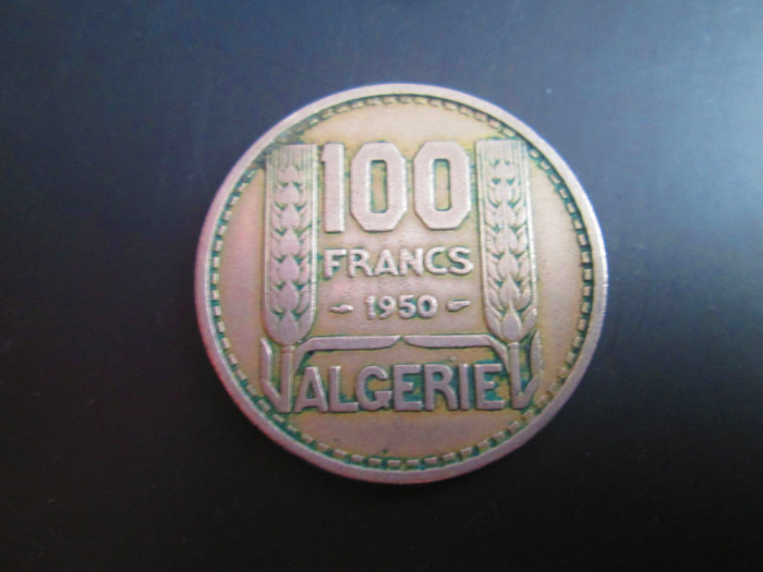 Algeria _ 100 francs _ 1950 _ moneda cupru