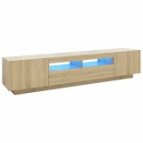 Cumpara ieftin Comoda TV cu lumini LED, stejar sonoma, 200x35x40 cm