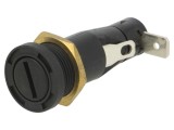 Clemă siguranțe panou BULGIN 6,3x32mm, negru, montare panou, 16A, 250V, poliester, UL94V-2, &Oslash;15mm