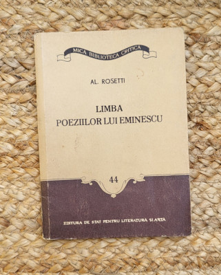 Al. Rosetti - Limba poeziilor lui Eminescu foto