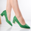 Pantofi Dama Verzi Toc Gros 6cm Piele Eco &Icirc;ntoarsă Kila Mărimea 35 V&acirc;rf Ascuțit Eleganți