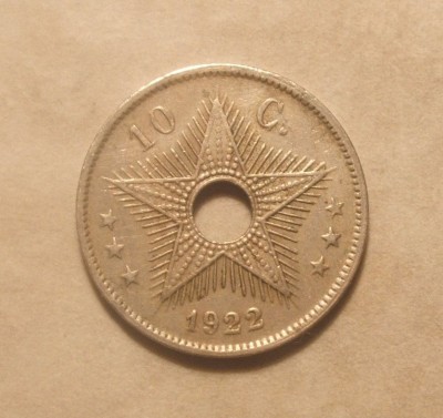 CONGO BELGIAN 10 CENTIMES 1922 foto