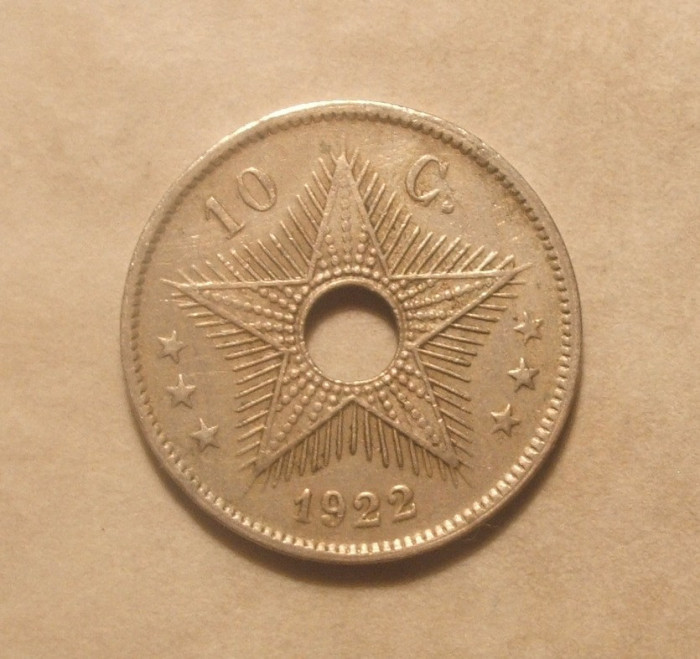 CONGO BELGIAN 10 CENTIMES 1922