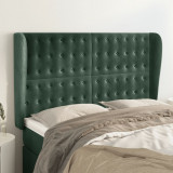 VidaXL Tăblie pat cu aripioare verde &icirc;nchis 147x23x118/128 cm catifea