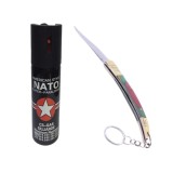 Cumpara ieftin Set Autoaparare: Spray Paralizant 90ml + Cutit Spaniol 18cm, Aluminiu, Raza 3m, Drumetie, Camping