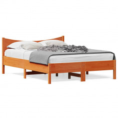 vidaXL Cadru de pat, maro ceruit, 135x190 cm, lemn masiv de pin