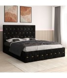 Pat Tapitat Eric Negru + Saltea Lux Ortopedica 180x200cm