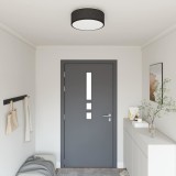 Lustră, negru, montaj &icirc;ncastrat, &Oslash; 38 cm, țesătură, E27