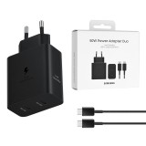 Incarcator Type-C Samsung Super Fast Charging 50W + cablu Type-C, EP-T5020XBEGEU, blister