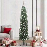 vidaXL Brad de Crăciun artificial Verde 210 cm PVC și oțel și plastic 3394958
