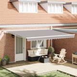 vidaXL Marchiză retractabilă automată cu LED gri deschis 450x300 cm