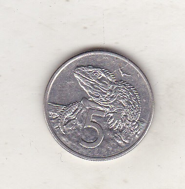bnk mnd Noua Zeelanda 5 centi 1995 , fauna foto
