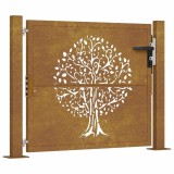 Cumpara ieftin Poarta pentru gradina, 105x80 cm, otel corten, model copac