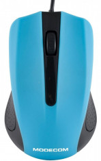 Mouse cu fir Modecom, 3 butoane, Optic, Albastru foto