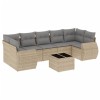 Set canapele de gradina, 8 piese, cu perne, bej, poliratan
