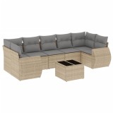 Cumpara ieftin Set canapele de gradina, 8 piese, cu perne, bej, poliratan