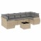 Set canapele de gradina, 8 piese, cu perne, bej, poliratan