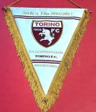 Fanion PROTOCOL-OFICIAL (BRODAT) meci fotbal FC TORINO - US SASSUOLO (Serie A-2016/2017) dimensiuni mari 40x31 cm