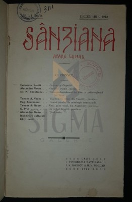 SANZIANA (Revista), Anul I, Numerele 2, Decembrie 1912 si Numarul 3, Ianuarie 1913, Iasi (Colegat !) foto