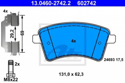 Set placute frana,frana disc MERCEDES CITAN Dualiner (415) (2012 - 2016) ATE 13.0460-2742.2 foto